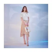 【Le Polka】不規則壓褶中長裙-女