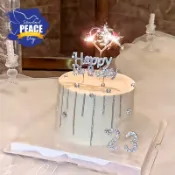 💘豆媽批發賣場💘-合金鑽石英文生日快樂女神蛋糕裝飾插件珍珠鐵藝數字公主烘焙插牌