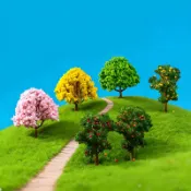 【多樂】微景觀 小擺件 仿真樹 椰子樹 桂花樹 水果樹 人造樹 景觀樹 假樹模型 苔蘚多肉生態瓶造景 彩色花樹裝飾