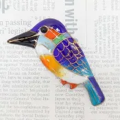 翠鳥七寶燒胸針