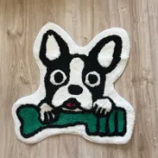 抖宅。有貨法國鬥牛犬法鬥造型綠牙刷地墊寵物玄關洗手間廁所廚房衛浴入口門口防滑顆粒居家裝飾卡通風睡窩寵物床雜貨ZAKKA