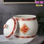 和購大賣場 【防潮鎖鮮】景德鎮陶瓷米缸 糧食儲物罐 密封罐 儲米桶 家用米桶 帶蓋防蟲 五穀雜糧收納 10斤容量 廚房必備