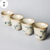 手繪陶瓷品茗杯【化雲】復古聞香杯 粗陶手工茶杯景德鎮青花瓷功夫茶具單杯【A005】