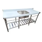 【Abis】客製商品-頂級升級加牆款304不鏽鋼180CM單洗台+平台加深大水槽/洗手台/洗碗槽/洗衣槽/流理台(6尺)