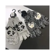 (店+)🎅idalza🎁 半指 翻蓋 保暖防寒騎車 毛線 歐美 🇹🇼現貨 兒童 露指 觸控手套 熊貓企鵝 觸屏手套 針織