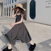 【滿額免運】女童吊帶長裙連衣裙夏季新款韓版兒童公主裙大裙擺A字超長裙子