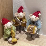 尼泊爾毛氈音樂老鼠演奏包包掛件手機掛飾仿真玩具卡通小動物小巧可愛皮質零錢包項鍊女掛件耳機套皮繩毛衣鏈長款配飾收納包包