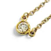 【DOKODEMO】品相極佳 △ TIFFANY&Co. Tiffany By the Yard 750 YG 1P 鑽石項鍊，直徑約 3.4 毫米，約 0.03 克拉，黃金材質，重量 1.8 克，女士款。