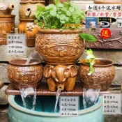 復古中式瀑布流水罐庭院酒店民宿養魚水缸過濾增氧造景裝飾陶罐