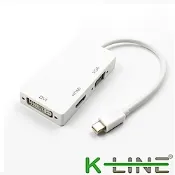 K-Line 三合一視頻轉接線Mini DP to HDMI VGA DVI (橫式/白)