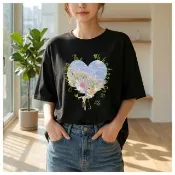 【ASister 小姊姊】任選#純棉上衣☆*花圈愛心*中大尺碼寬鬆顯瘦中長版短袖T恤(10色 S-3XL)#AS0393