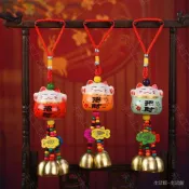 可愛陶瓷招財貓掛飾風鈴鈴鐺門口店鋪掛件入戶門進門提醒鈴鐺商鋪