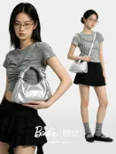 全球選品1館 生活百貨 Barbie芭比銀色高級感小眾輕奢單肩腋下包包女2026新款辣妹手提包