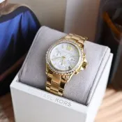 MICHAEL KORS 經典MK三眼不繡鋼手錶 (金)