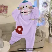 搞怪睡衣 動物睡衣 同款搞怪睡衣大頭魚連體睡袍加厚可外穿家居服連紫色醜魚小丑魚 可愛睡衣 萬聖節服裝 交換禮物