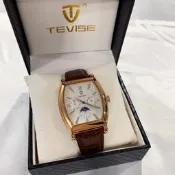 【特維斯｜全新】現貨 TEVISE 手錶 石英錶 男錶 真三眼 酒桶錶 日月相 皮錶｜Little Bee 小蜜蜂精品