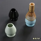 東慧百貨❀茶具配件茶筅立三件套抹茶粉日式點茶陶瓷茶筅座茶筅托抹茶工具
