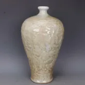 銀聯網日用品生活館 明龍泉窯浮雕刻人物梅瓶仿古老貨瓷器家居中式古董古玩擺件收藏1入