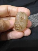 柚子收藏 古玉老玉(玉種不知)羅漢首 勒子 掛件  wt18g(011)