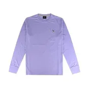 【Paul Smith】Paul Smith 白色英文LOGO炫彩斑馬布標貼棉質長袖T恤(淺紫/男款)