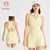 Leorrey-網球裙裙子連體運動服帶墊防走健身套裝高爾夫瑜伽服