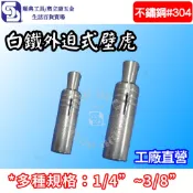 【奧立康五金】白鐵304外迫式壁虎1/4“(2分) 5/16“(2分半) 3/8“(3分)不鏽鋼膨脹螺絲 內牙壁虎搭吊環