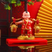 台灣出貨 招財進寶 太陽能財神爺 搖頭娃娃送財童子 汽車擺件公仔 吉祥物公仔點搖頭敲木魚公仔 創意禮物 交換禮物