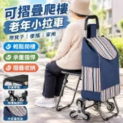 【可摺疊爬樓】老年小拉車 帶凳子 手推車 便攜 家用 購物車 拉桿車 買菜小車 拉桿推車 拉桿購物車 推車