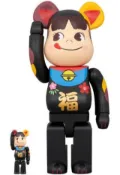 BE@RBRICK 招猫  福 黒 100 & 400 招財貓 不二家 奶妹