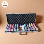 德州撲克籌碼幣套裝黏土籌碼鋁盒箱麻將代幣賭注積分片棋牌室專用 py6264