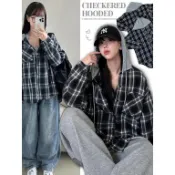 Codibook｜韓國 Loonough 寬鬆格紋連帽襯衫［預購］襯衫 女裝