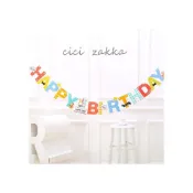 (店+)嚴選SHOP 生日快樂拉旗 慶生紙旗 派對彩旗 兒童宴會 慶生裝飾佈置 生日三角旗掛旗字母拉旗 L003