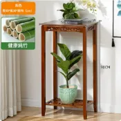 YUCN 裕川 花架 加厚純竹 茶色長形-高90cm 置物架 陽臺客廳落地式花盆托架 庭院植物擺放架