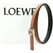 【LOEWE 羅威】Anagram 雙面用皮帶 10mm 平滑小牛皮細版腰帶(棕x黑)