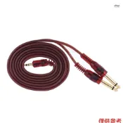全新 1.5m / 5ft 立體聲音頻電纜線 3.5mm 1/8“ 公對雙 6.35mm 1/4“ TS 公插頭,用於計