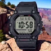 【CASIO 卡西歐】AE-1600H-1A  運動 休閒 工作 堅固實用 100米防水數位電子錶(大型LCD面板 錶徑約4.97公分)