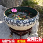 【免運 宅配到府】【景德鎮陶瓷】養金魚大缸 / 烏龜盆 / 水培植物缸 睡蓮碗蓮專用水缸 桌面生態造景盆 古法魚缸