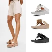 【FitFlop】FLORRIE 花飾夾腳涼鞋-女(3色)