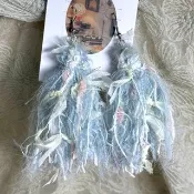 MUMU 海鹽奶蓋流蘇耳勾式耳環 925銀針 HAND MADE