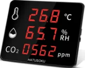 綠野春風百貨場 HATUSOKU 【日本代購】大屏幕CO2二氧化碳濃度計 NDIR方式 警鐘功能-圖形標示