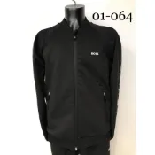 高雄凡賽斯歐洲精品 HUGO BOSS BOSS 袖子彈性織帶Logo 左胸白色字體 黑色 外套 棉外套 棒球領外套