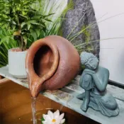 【免運】擺件 風水擺件   樹脂陶罐單個斜口戶外陽臺田園風中式水缸創意流水造景裝飾品擺件