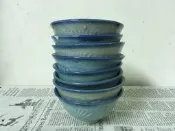 WH27513【四十八號老倉庫】全新 早期 台灣 扇花竹鳥紋 古早碗 飯碗 碗粿碗 11.5cm 有瑕 1碗價