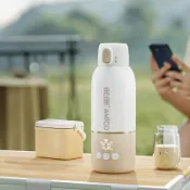 BEBE Amico 不鏽鋼智能溫控恆溫保溫瓶350ml｜攜帶式調乳器 隨行杯 溫度顯示 LED顯溫瓶 可充電 泡奶模式