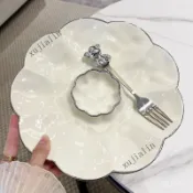 台灣出貨 免運🎇ins風日式餃子盤陶瓷帶醬料碟早餐盤蘸料碟高顔值商用壽司盤餐具