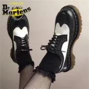 台灣發貨 日本Dr正品Martens 馬丁 馬汀靴 3989 Bex黑白雕花布洛克馬丁單鞋中厚底10458001