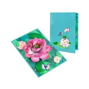 【Paper Play】萬用卡片-3D立體水塘荷花造型紙雕卡片 祝福卡 母親節卡片 新年賀卡 生日卡片(紙雕卡片)