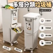 【Lebon life】32L三層-分類垃圾桶(腳踏垃圾桶 夾縫垃圾桶 手提桶)