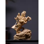 【正宗小葉黃楊木精雕】關公 關羽 騎馬橫刀 武財神 擺件 擺飾 財神爺 關聖帝君 家居裝飾 工藝品