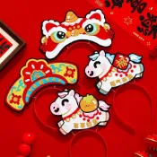 (店+)DIY春節搖搖樂發箍 髮飾 喜慶裝扮 醒獅髮飾 馬年裝扮 新年禮物 春節氛圍裝飾 馬年造型